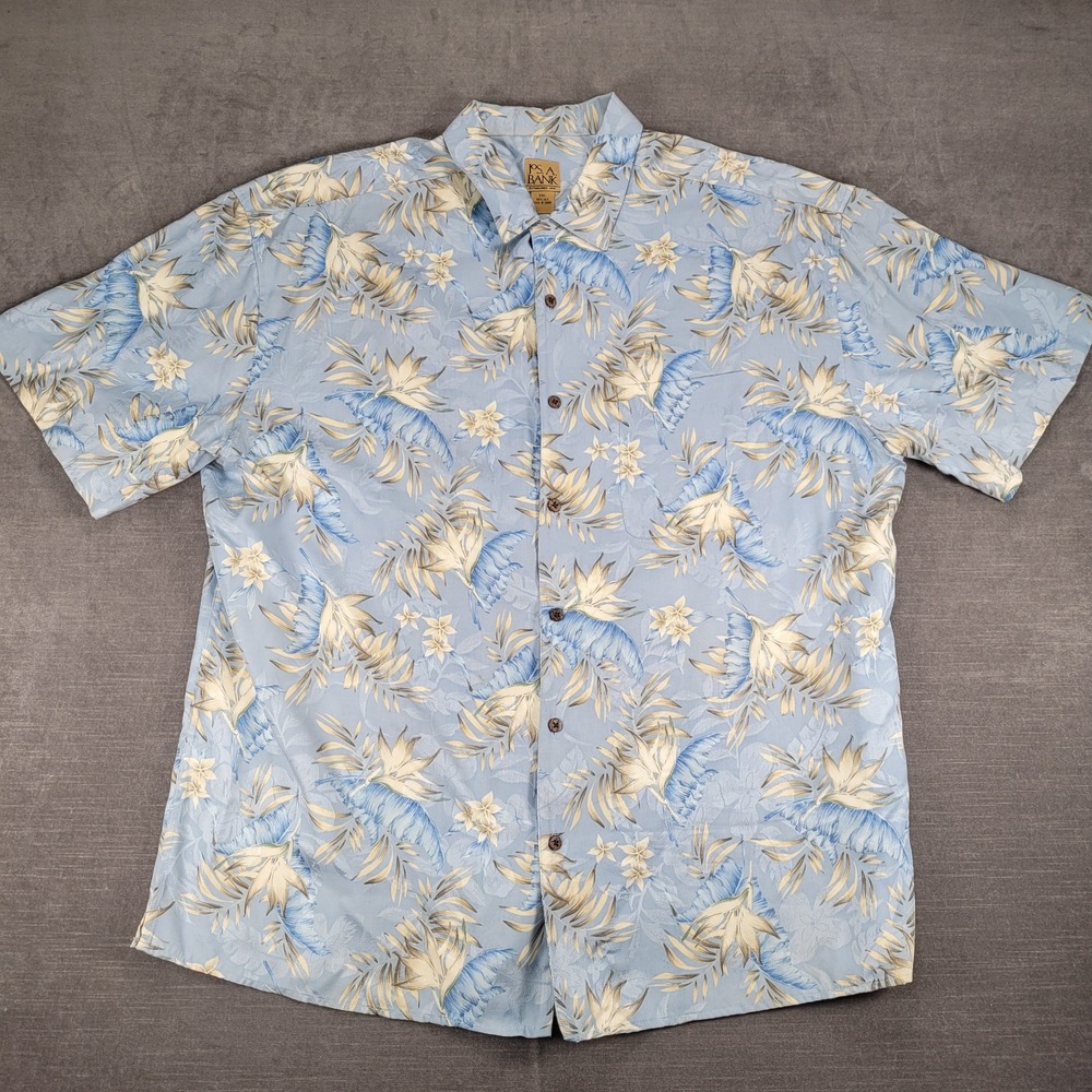 Jos. A. Bank Silk Hawaiian Shirt Floral Print Button Up Short Sleeve XXL